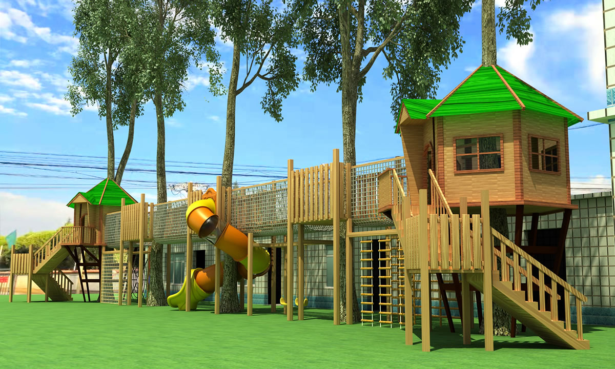 兒童木質滑梯設備